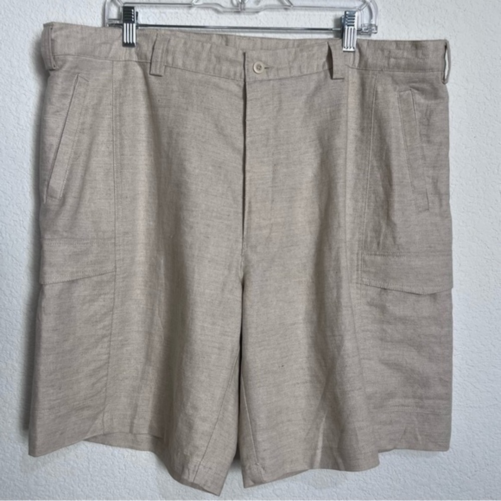 Cubavera Men's Oatmeal Beige Linen Cotton Blend Dress Shorts New Size 42